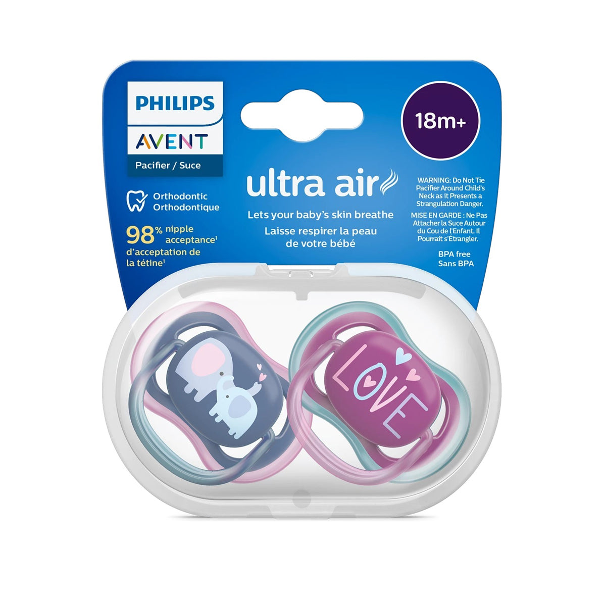 Philips Avent Ultra Air Soother Orthodontic +18 Months - Purple